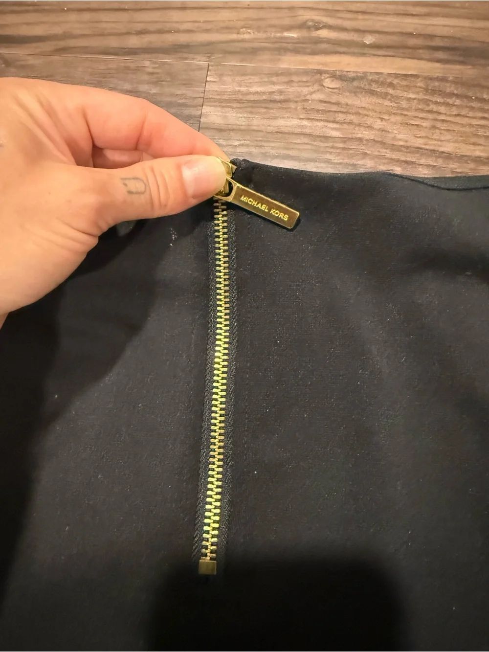 Michael Kors Black Skirt with Gold Exposed Zipper Detail